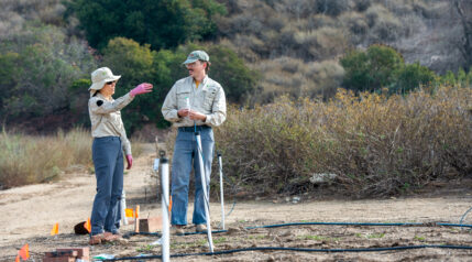Irvine Ranch Conservancy Staff Members Yi-Chin Fang, GIS And Data Manager, And Jesse Potter, Project Manager Of Plant Materials Development At The Native Seed Farm, Take Part In A Staff Seeding Day.